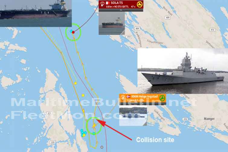 Norveç freqatı ilə Yunanıstana məxsus tanker toqquşub