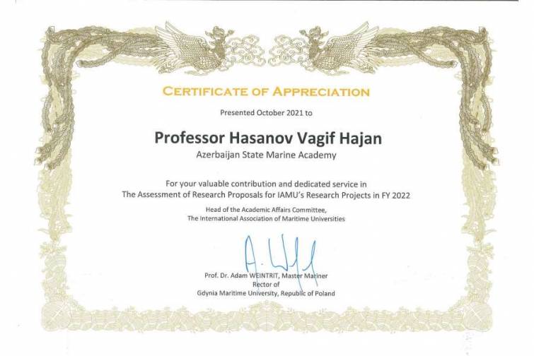ADDA-nın professoru sertifikata layiq görülüb