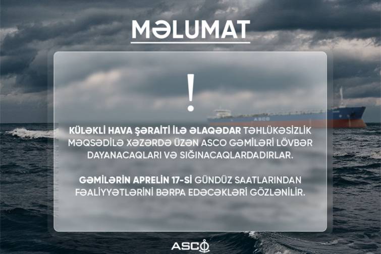 ASCO-nun Xəzərdəki gəmiləri sığınacaqlara çəkilib