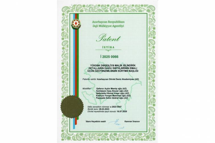 Azərbaycan Dövlət Dəniz Akademiyasının alimlərinə yeni patent verilib